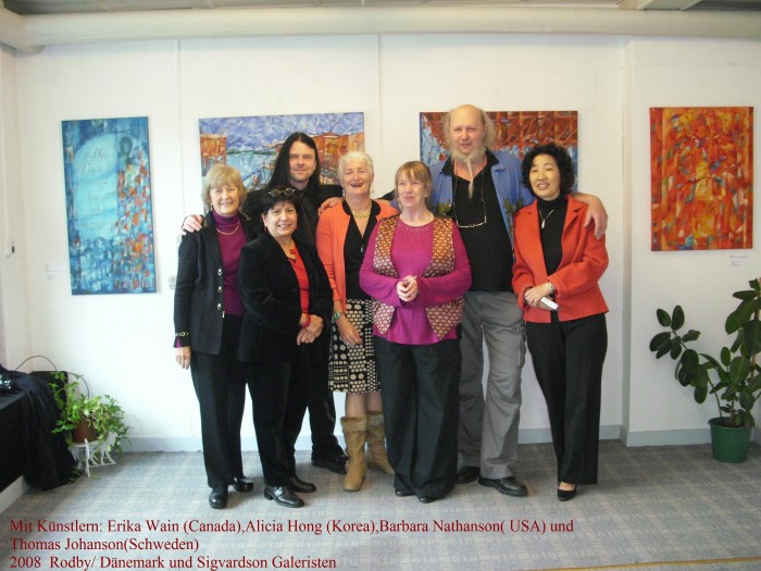 Mit K�nstlern:Erika Wain(Canada),Alicia Wong(Korea,Barbara Nathanson(USA)und Thomas Johanson (Schweden)und Galeristen Sigvardson. 